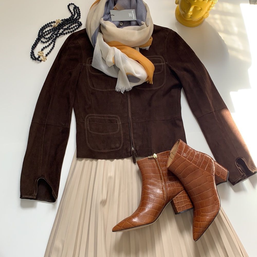 Emporio Armani suede chocolate brown jacket S XS